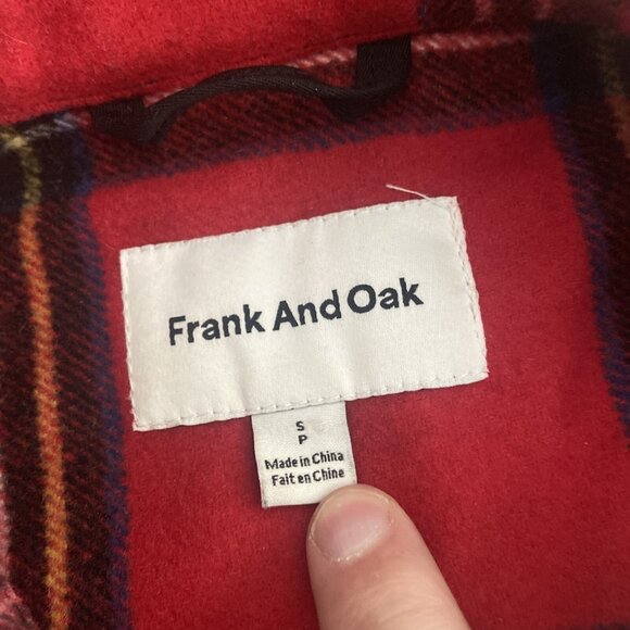 Frank And Oak Men S Wool Blend Red Buffalo Plaid Shacket Button Jacket Heavy - Picture 3 of 9